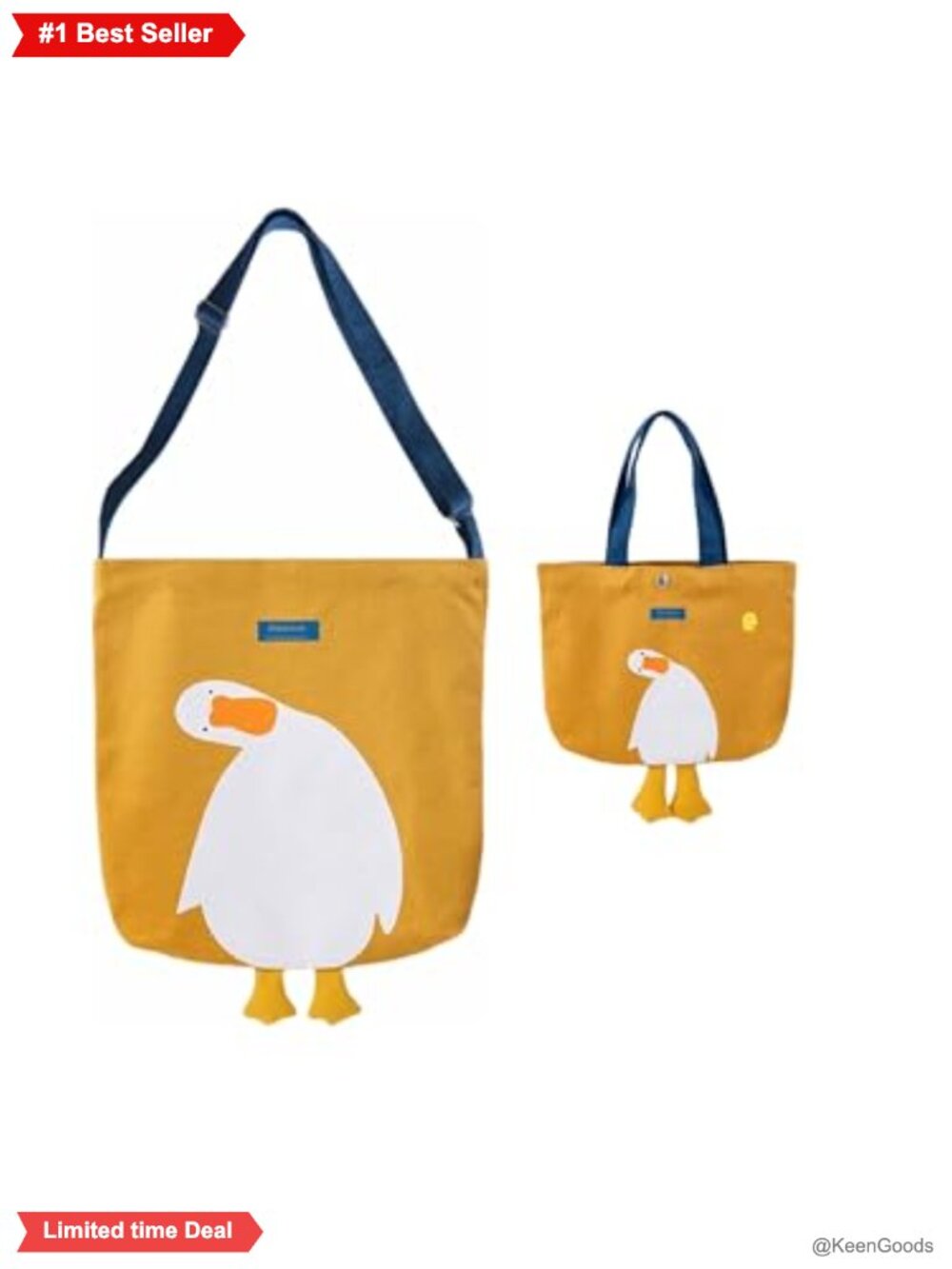 Cute Canvas Tote Bag Cartoon Print Shoulder Reusable Grocery Bag